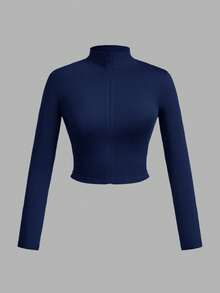 Slaydiva 3 件套女士简约休闲秋冬 V 领拉链紧身长袖 T 恤，白色+黑色+灰色 - 藏蓝色 - 查看 3