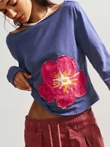 Bohemela Autumn/Winter Boho Casual Solid Color Knit Fitted Women's Graphic T-Shirt,Fall Tops