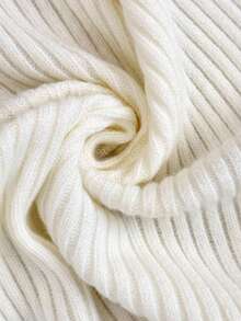 EMERY ROSE Casual Solid Color Knit Cardigan, Autumn/Winter - White - View 3