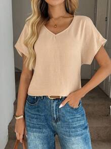 SHEIN LUNE V-Neck Sleeveless Basic Casual/Vacation Elegant Blouse For Women