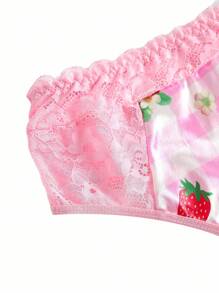 Happy Jammies Women Contrast Lace Plaid Halter Sexy Lingerie Set - Pink - View 8