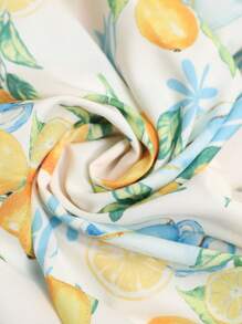 Vivid Eden Robe longue à manches longues imprimée citron décontractée pour femmes, convenant pour le port quotidien, robe d'automne