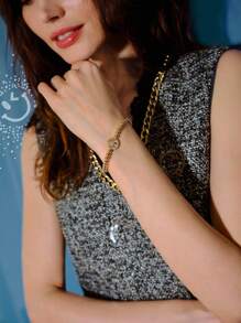 S.W.Smiley x MOTF PREMIUM 18K镀金串珠笑脸手链 - 金黃色 - 查看 2