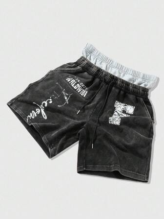 Street Life Short à taille coulissante style streetwear avec effet lavé acide pour hommes