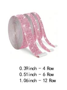 Pink Self-Adhesive Sparkling Crystal Rhinestone Diamond Ribbon, Christmas Decoration Rhinestone Glitter Sticker, DIY Car Computer Makeup Table Crafts, Wedding Party Decoration Sticker Packaging Roll - Light pink - View 7