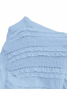 Roylia Camiseta de manga corta casual con textura, top de muñeca