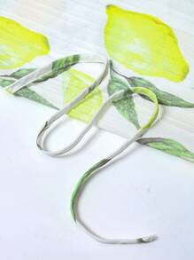 Irokai Women's Lemon Print Overlap Collar Loose Waist Bathrobe Kimono Yukata