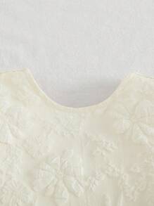 Cozy Pixies Đầm tay đèn lồng họa tiết hoa jacquard trang trí nơ cho bé gái dễ thương - Màu be - Xem 5