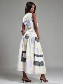 NYA SZN 无袖高领低腰早午餐特殊场合约会生日毕业礼服婚礼宾客新娘派对度假春夏长裙女装 - 彩色 - 查看 2