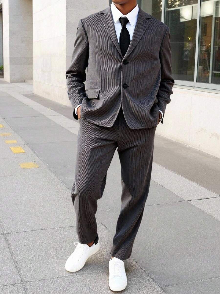 Tween-Jungen 2-teiliges Gentleman-Outfit-Set: Langarmjacke + lange Hose, elegante formelle Anzüge für Geburtstagsfeiern, Veranstaltungen, Hochzeiten, Taufen, Jubiläen