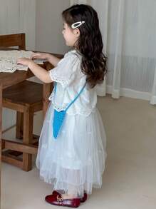 Dazy Kids 女童夏季纯色休闲清新衬衫套装 - 杏色 - 查看 2