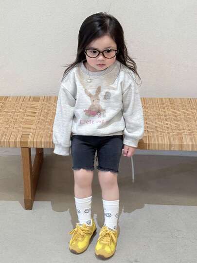 DAZY Toddler Girls' Cartoon Print Casual Long Sleeve Sweatshirt, Spring/Autumn