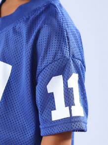 SUMWON قميص كرة قدم بأكمام قصيرة وياقة على شكل حرف V، بطبعة الرقم 11، من نسيج شبكي، لأنشطة الصيف والتدريب الرياضي، مظهر كلاسيكي لفريق الجامعة، للشباب