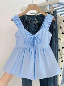 Franclia Women's Tie Bow Decor Loose Fit Camisole Roupa Para A Universidade