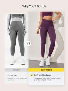 GLOWMODE 24" Bezszwowe, perforowane legginsy z wysokim stanem, do ćwiczeń na siłowni o średnim wpływie - Fioletowy - Zobacz 4