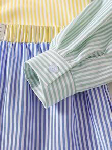 2 件套青少年女孩领撞色蝴蝶结衬衫和撞色短裤 - 彩色 - 查看 8