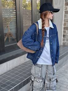 DAZY Teen Girl's Fashionable Thermal Lined Warm Jacket, Autumn/Winter - Blue - View 4