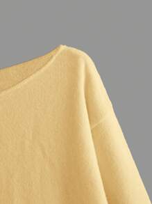 SHEIN BASICS Women's Solid Color Drop Shoulder Long Sleeve Loose Casual Sweater In Fall/Winter - Yellow - View 3