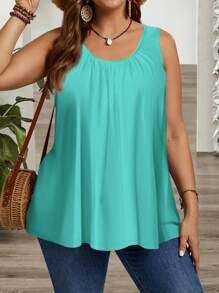 SHEIN CURVE+ Áo camisole không tay cỡ lớn, kiểu dáng tối giản, phù hợp cho kỳ nghỉ hoặc đi chơi. - Nhiều màu - Xem 3