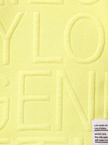 SHEIN 2pcs/Set Young Boy Summer Casual Solid Color Letter Embossed Short Sleeve T-Shirt And Shorts Set, School, Campus, College Summer Holiday - Yellow - View 6