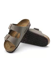 Birkenstock 女士 Arizona BF Birkibuc 石色可调节扣环休闲凉鞋 - 結石 - 查看 3