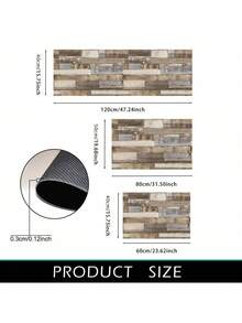 SHEIN 1 件木纹柔软舒适厨房垫，防水防油入口门垫，易于清洁吸水耐用卧室床边地毯，适用于客厅走廊浴室洗衣房装饰 - 彩色 - 查看 3