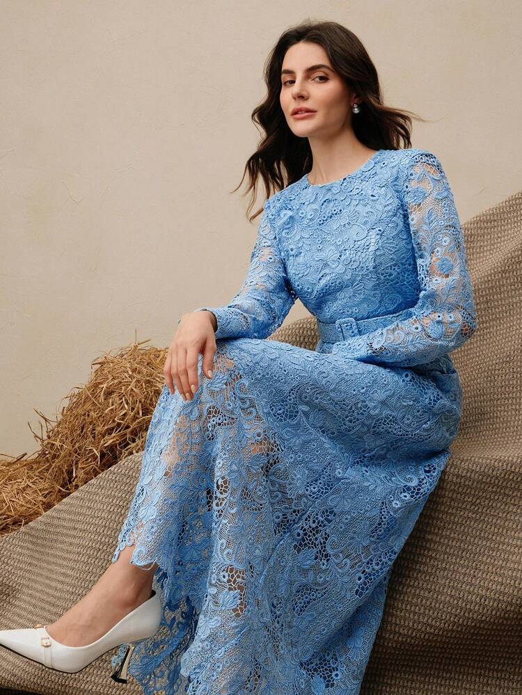 Women's Long Lace Dress, Elegant And Versatile, Long Sleeve Dress