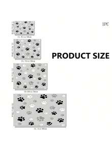 1pc Paw Print Absorbent Feeding Mat For Pets, High Water Absorption Quick Drying Cat Dog Food Bowl Pad, Easy Cleaning Pet Blanket Cage Pad, Suitable For All Seasons - Multicolor - View 2