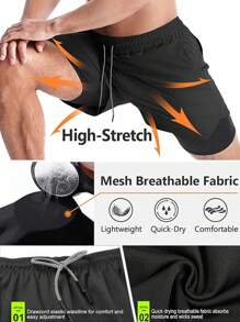 Manfinity Sport Corelite Men's Contrast Color Print Drawstring Waist Sports Shorts