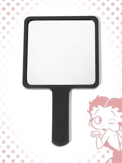 Betty Boop | ROMWE 1pc Figure Graphic Square Handheld Mirror, Translucent Plastic Handle Makeup Mirror For Desk, Portable