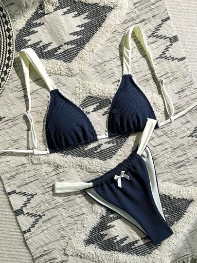 SHEIN 2025新款女士比基尼套装性感三角包沙滩度假休闲夏季