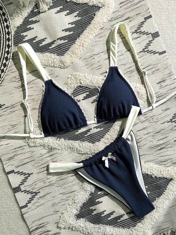 SHEIN Set bikini da donna 2025, sexy costume da bagno triangolare, adatto per vacanze in spiaggia e uso casual estivo