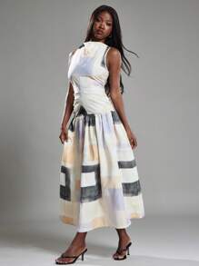 NYA SZN 无袖高领低腰早午餐特殊场合约会生日毕业礼服婚礼宾客新娘派对度假春夏长裙女装 - 彩色 - 查看 6