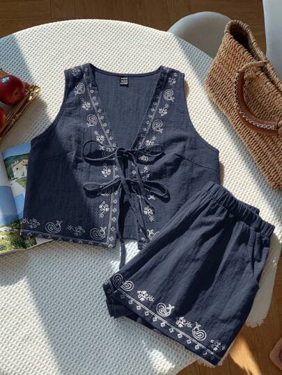 Comfortcana 波西米亚风格海军蓝印花梭织西装