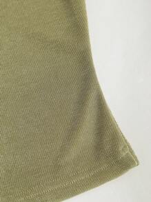 Sweetra Women's New Fashionable Sexy Minimalist Backless Chain Detail Spaghetti Strap Camisole Top - Olive Green - View 6