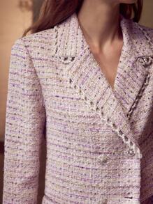 MOTF PREMIUM TWEED DOUBLE BREASTED LIGHTWEIGHT JACKET - Purple - View 3