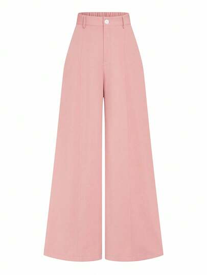 SHEIN Clasi Pantalones de traje de unicolor minimalista y versátil para tallas grandes