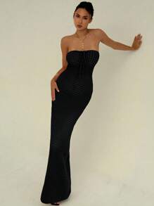 Aloruh Gehäkeltes romantisches Sommer-Urlaubs-Enges handgefertigtes gehäkeltes Röhrenkleid für Frauen, Frühling/Sommer