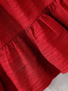 Travachic KIDS Babygirl Cute Summer Vacation Red Textured Loose Strap Dress Mommy And Me Dresses Mom And Daughter Matching Dresses Family Matching Outfits Red Summer Dresses Tie Back Dresses - Red - View 6