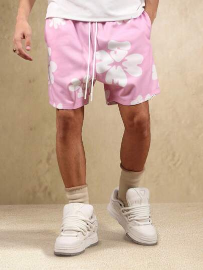 SUMWON Floral Print Drop Crotch Summer Festival Lounge Shorts Spring Fall Beach Vacation Casual Shorts