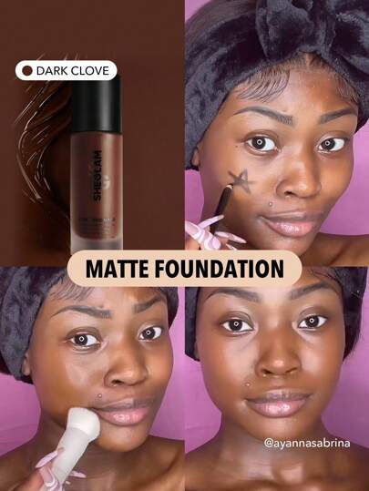 SHEGLAM Complexion Pro Long Lasting Breathable Matte Foundation-Dark Clove Matte Sweat-Proof Foundation Oil Control Full Coverage Pore-Less Concealer Waterproof Flawless Non-Fading Weightless Liquid Foundation Brand Beauty Makeup Face Paint Cosmetic For Women Girls Perfect For Winter Spring Ideal For Y2K Fancy Fashion Suitable For Birthday Gift Party Ready Best Color