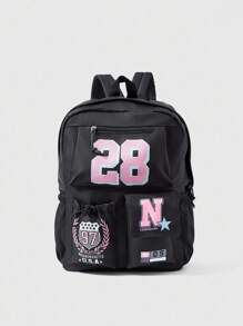 ROMWE Avant 28 Numeric Print Large Capacity Backpack, Suitable For Back To School Season - Multicolor - View 1