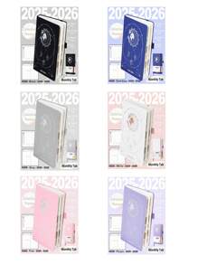 SHEIN 2025-2026 Planner Notebook Agenda English Inner Soft Leather Cover 204Sheets/408Pages Monthly/Weekly/Daily PlanerDairy Journal For Students Gifts Office&SchoolSupplies Stationery Christmas New Year Gifts