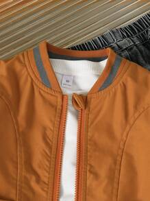 Young Boy Casual Sports Woven Fabric Zip-Up Jacket, Matching Sibling , Autumn Winter Kids Bomber Jacket Fall Winter Outerwear