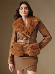 SHEIN X Jwoww Anewsta K0366 秋冬新年优雅时尚圣诞外出女装 - 棕色 - 查看 9