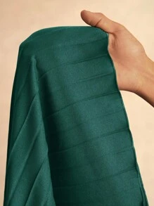 Zivah 优雅弹力腰深绿色百褶大脚加长阔腿裤女百褶裤高腰裤绿裤子女喇叭裤 - 墨綠色 - 查看 8