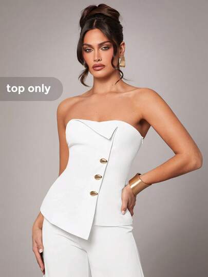 Silquee Blusas de Terno Ombro a Ombro para Mulheres, Cor Sólida de Alta Qualidade, Decoraç...