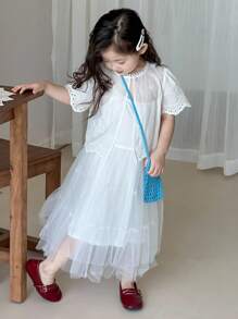 Dazy Kids 女童夏季纯色休闲清新衬衫套装 - 杏色 - 查看 8