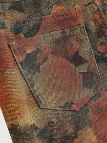 ROMWE Vintage Hippie Floral All-Over Print Y2K Super Low Waist Fitted Women Flare Jeans - Multicolor - View 4