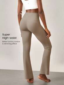 GLOWMODE 31" FeatherFit™ Ultra-High-Waisted Curved Seam Flared Leggings Pants Low Impact Yoga Daily